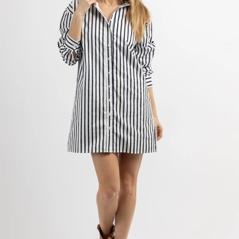 Striped Black and White Shirt Dress
